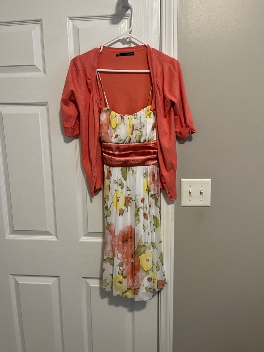 Maurice’s Coral Floral Dress with Cardigan